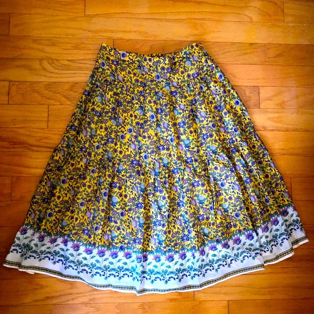 Yellow floral full circle skirt